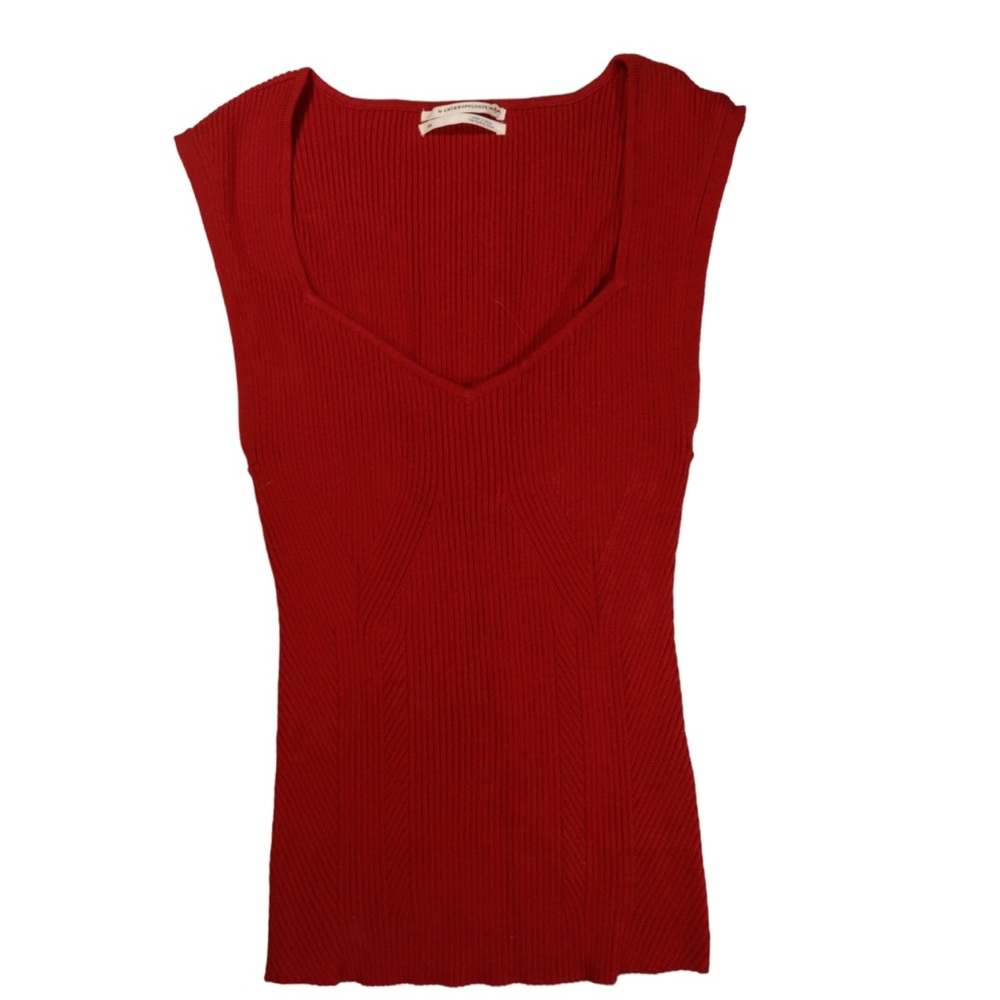 Anthropologie red ribbed top